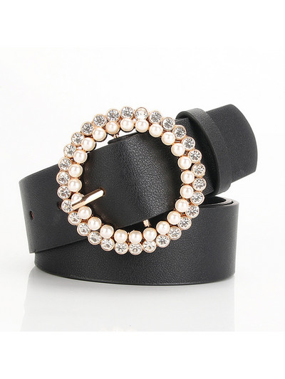 Nyári farmer ruha kerek tűs csat női öv alkalmi női bőr PU gyöngy gyémánt dekoratív derékpánt divat széles övek