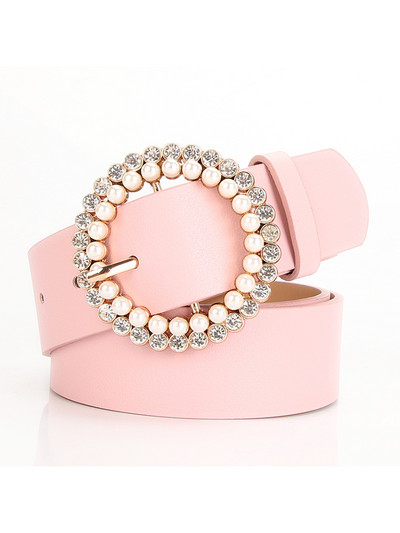 Nyári farmer ruha kerek tűs csat női öv alkalmi női bőr PU gyöngy gyémánt dekoratív derékpánt divat széles övek