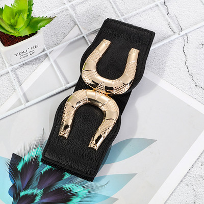 Divatos fém csatos női rugalmas, széles övvel díszített ruha öv strassz övek női luxus dizájner márka fekete