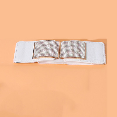 Divatos fém csatos női rugalmas, széles övvel díszített ruha öv strassz övek női luxus dizájner márka fekete