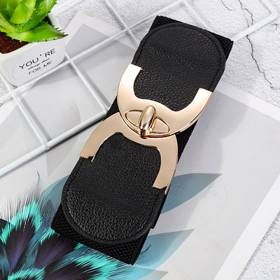 Divatos fém csatos női rugalmas, széles övvel díszített ruha öv strassz övek női luxus dizájner márka fekete