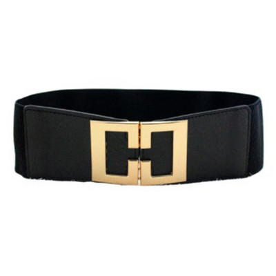 Divatos fém csatos női rugalmas, széles övvel díszített ruha öv strassz övek női luxus dizájner márka fekete