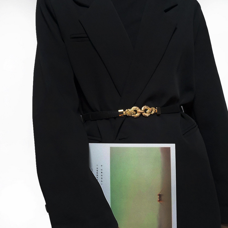 Suvine õhuke vöö naiste moekleit, kuldne pannal Kaunistus elastne vöökoht Luksuslik brändi vööd Naiste Ceinture Femme Riem