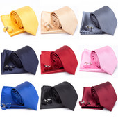 Férfi nyakkendő Cravat mandzsettagombok szett divatos nyakkendők férfiaknak Zsebkendő Party Férfi Ajándékok férfiaknak Esküvői nyakkendő Kiegészítők nagykereskedelme