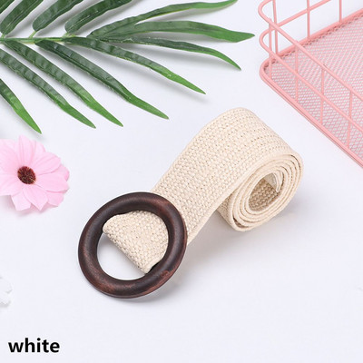 Στρογγυλή Ξύλινη Πόρπη Ζώνη Φόρεμα για Γυναικεία Ελαστική Ψάθινη Ζώνη Casual Πλεκτά Πλεκτά Κορίτσια PP 2022 Γυναίκα Σχεδιαστής