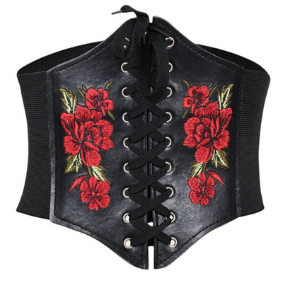 Curele de corset din nailon elastic pentru femei late din piele PU neagră, cu corp subțire, cu șireturi, centură cu brâu cu talie înaltă, curea de femeie pentru femei