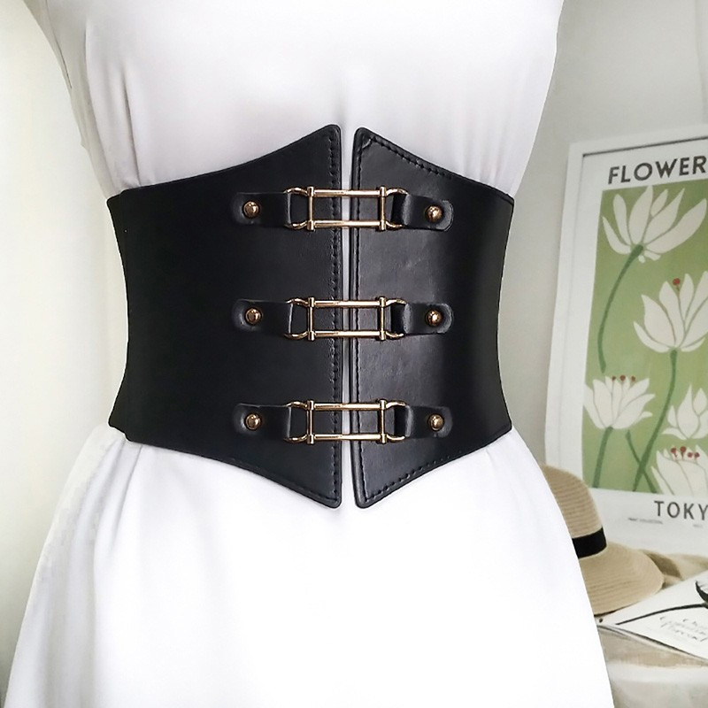 Curele de corset din nailon elastic pentru femei late din piele PU neagră, cu corp subțire, cu șireturi, centură cu brâu cu talie înaltă, curea de femeie pentru femei