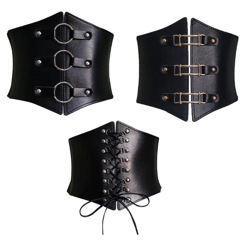 Curele de corset din nailon elastic pentru femei late din piele PU neagră, cu corp subțire, cu șireturi, centură cu brâu cu talie înaltă, curea de femeie pentru femei