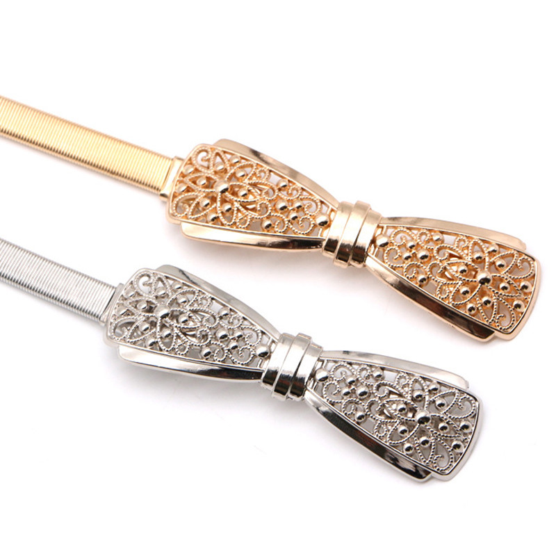 Elastični ženski pojasevi u obliku srca Metalni lanac Bowknot Femme Zlatni pojasevi Ženska haljina Džemper Pojasevi oko struka ceinture femme cinturon mujer