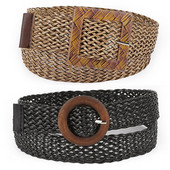 Lažni slamnati pleteni okrugli četvrtasti pojas s kopčom Prozračni šuplji elastični ukrasni široki pojas Pleteni pojas Ženski pleteni pojas