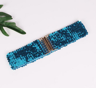 Novi korejski modni remen sa šljokicama, ženski remen širok 6 cm sa šljokicama, elastični remen, kopča od legure, ženski remen