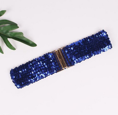 Novi korejski modni remen sa šljokicama, ženski remen širok 6 cm sa šljokicama, elastični remen, kopča od legure, ženski remen