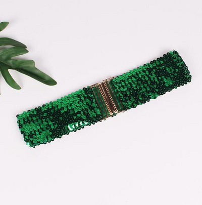 Novi korejski modni remen sa šljokicama, ženski remen širok 6 cm sa šljokicama, elastični remen, kopča od legure, ženski remen