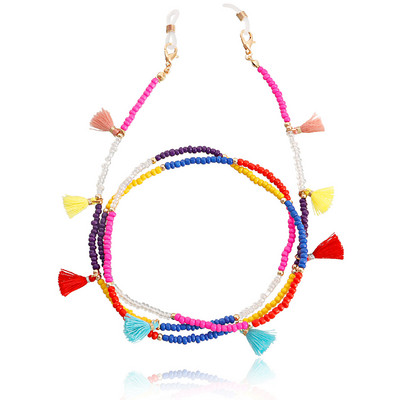 Fashion Bohemian Color Mask με χάντρες Αλυσίδα γυαλιών Γυναικεία Aggreko Στήριγμα μάσκας προσώπου Κορδόνι Αντιολισθητικό κολιέ γυναικεία γυαλιά με αλυσίδα