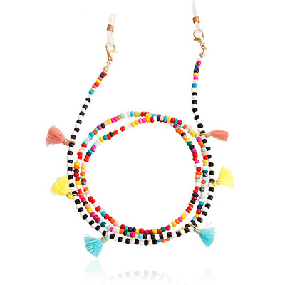Fashion Bohemian Color Mask με χάντρες Αλυσίδα γυαλιών Γυναικεία Aggreko Στήριγμα μάσκας προσώπου Κορδόνι Αντιολισθητικό κολιέ γυναικεία γυαλιά με αλυσίδα