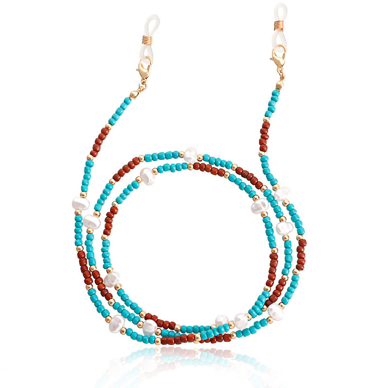 Fashion Bohemian Color Mask με χάντρες Αλυσίδα γυαλιών Γυναικεία Aggreko Στήριγμα μάσκας προσώπου Κορδόνι Αντιολισθητικό κολιέ γυναικεία γυαλιά με αλυσίδα