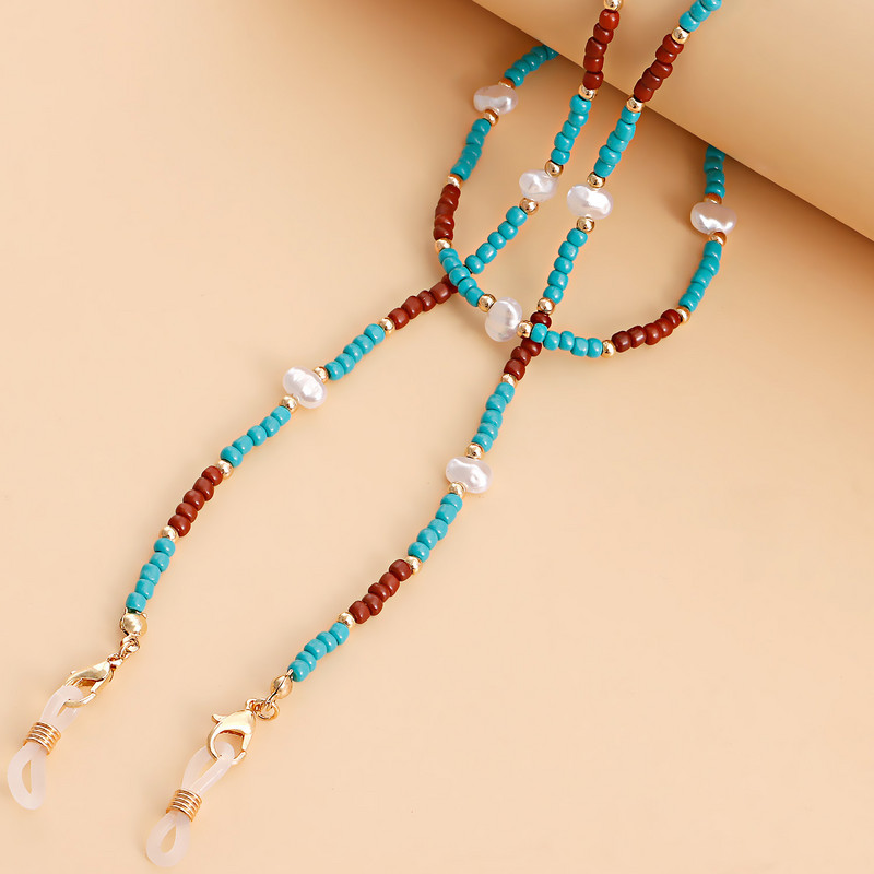 Fashion Bohemian Color Mask με χάντρες Αλυσίδα γυαλιών Γυναικεία Aggreko Στήριγμα μάσκας προσώπου Κορδόνι Αντιολισθητικό κολιέ γυναικεία γυαλιά με αλυσίδα