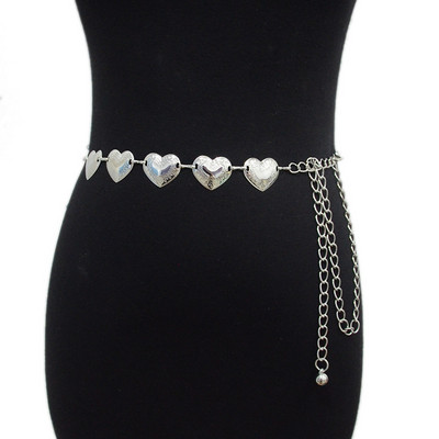 Új, egyedi szív alakú fém öv női divat szerelmes lánc övek Női farmer ruha derékpánt márkatervezés 2022