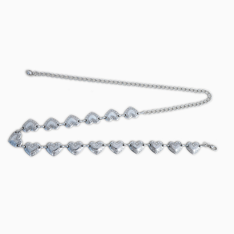 Új, egyedi szív alakú fém öv női divat szerelmes lánc övek Női farmer ruha derékpánt márkatervezés 2022