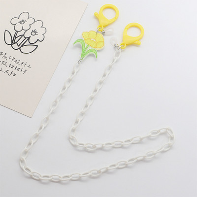 Kreatív gyerekszemüvegek lánc elvesztést gátló színes virágbűbáj akril napszemüveg zsinór maszk pánt nyakba akasztható szemüveg ékszer ajándék