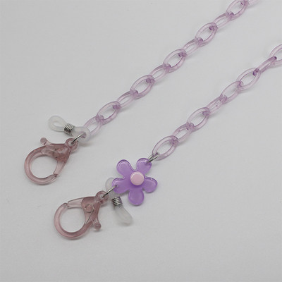 Kreatív gyerekszemüvegek lánc elvesztést gátló színes virágbűbáj akril napszemüveg zsinór maszk pánt nyakba akasztható szemüveg ékszer ajándék