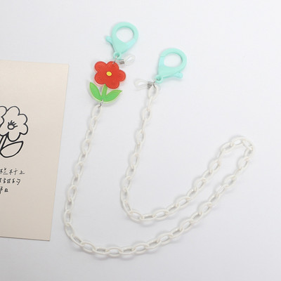 Kreatív gyerekszemüvegek lánc elvesztést gátló színes virágbűbáj akril napszemüveg zsinór maszk pánt nyakba akasztható szemüveg ékszer ajándék