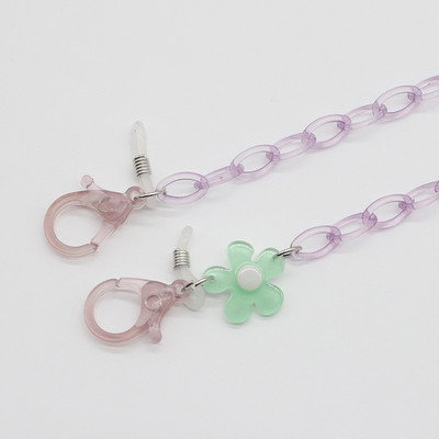 Kreatív gyerekszemüvegek lánc elvesztést gátló színes virágbűbáj akril napszemüveg zsinór maszk pánt nyakba akasztható szemüveg ékszer ajándék