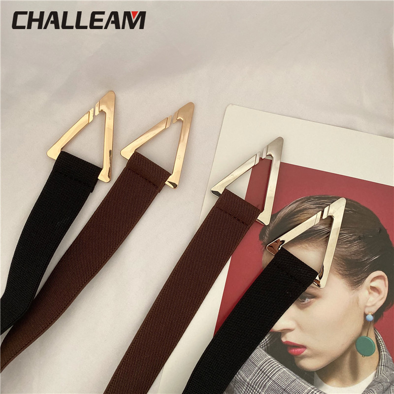 Háromszög öv női dekoratív elasztikus gumi szalag ruha pulóver all-match divatos fém farmer kabát öv x254