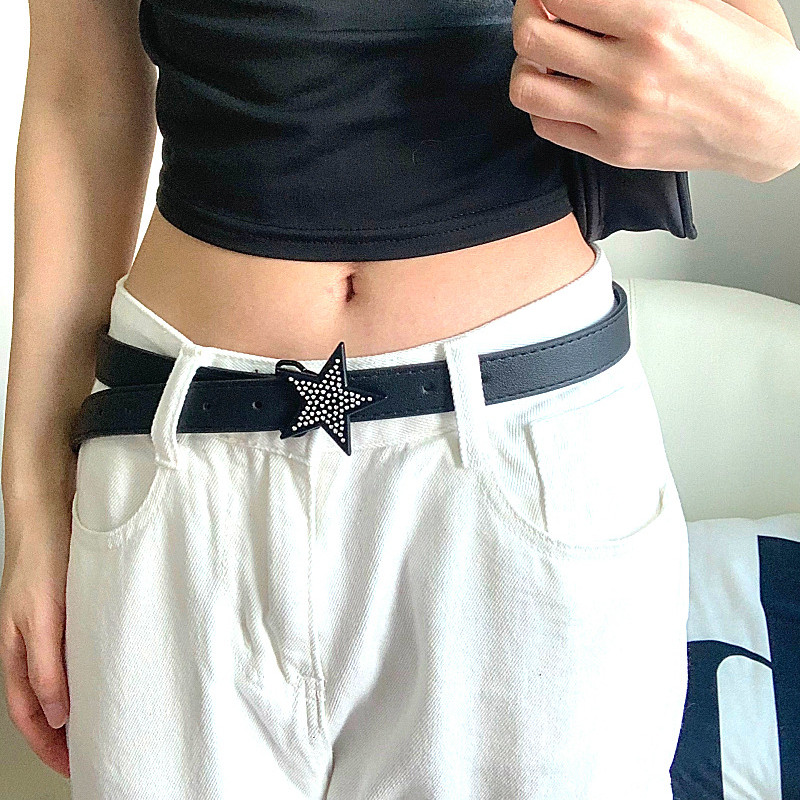 Y2k Kawaii Star Rhinestone Remen Ženski traperice Kopča Vintage remen iz 2000-ih Grunge Indie Estetski dodaci Modni dizajnerski remen