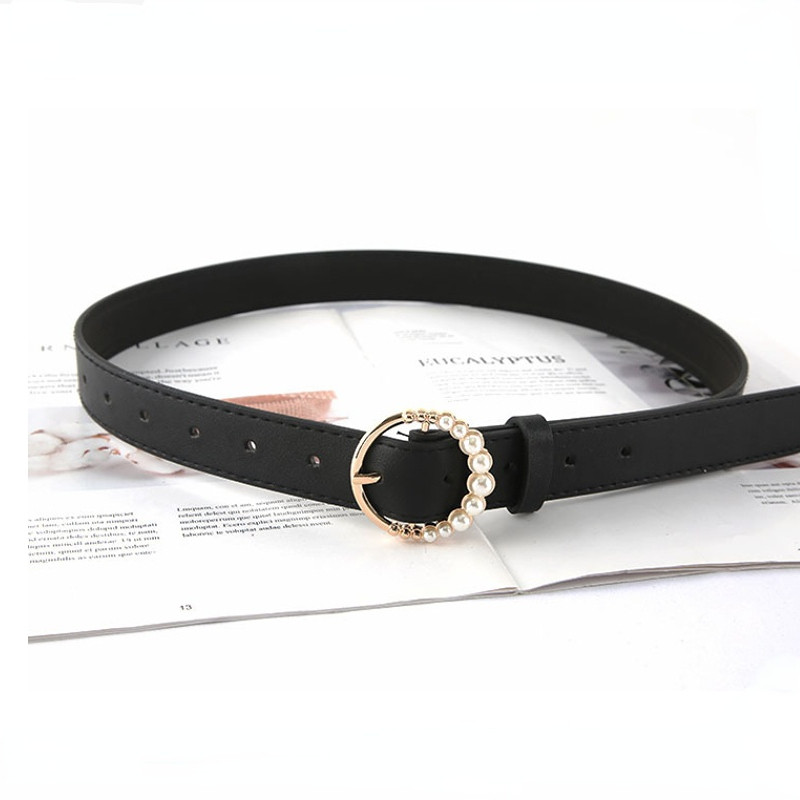 Modni kožni ženski remen oko struka Crno-bijeli remeni za traperice Ženska haljina s bisernom kopčom Remen za struk ženski modni remeni