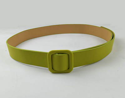 női öv tiszta szín meztelen PU öv divatos négyzet csat tű nélküli perforált dekoratív női öv fekete piros sárga