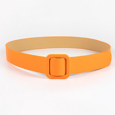 női öv tiszta szín meztelen PU öv divatos négyzet csat tű nélküli perforált dekoratív női öv fekete piros sárga