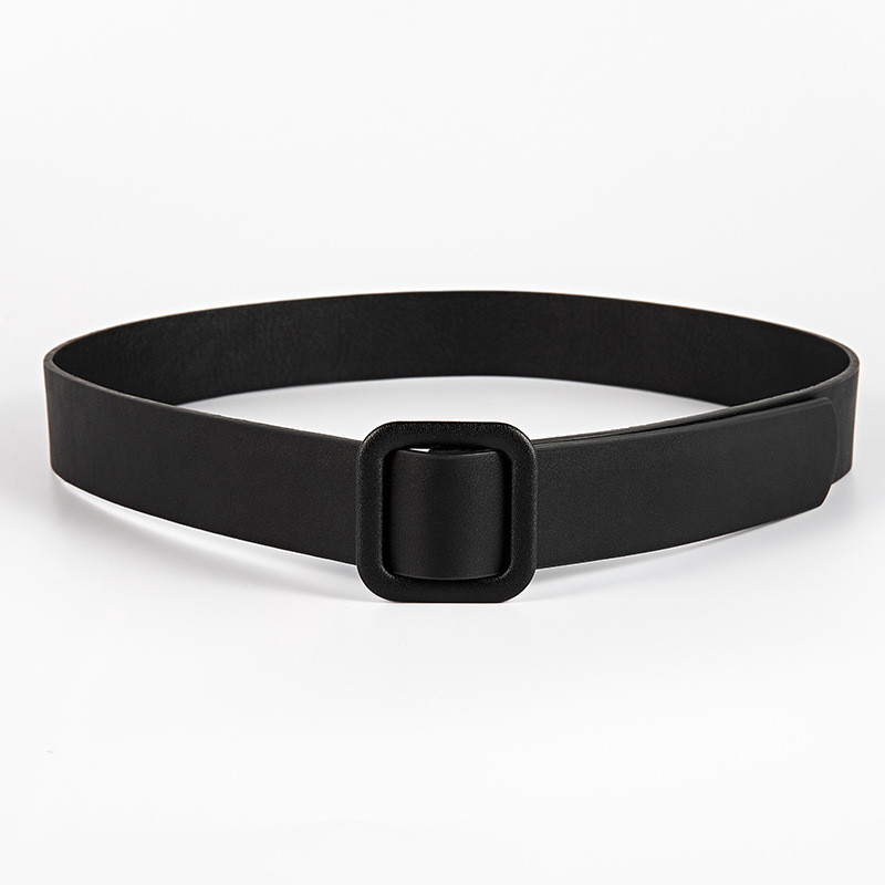 női öv tiszta szín meztelen PU öv divatos négyzet csat tű nélküli perforált dekoratív női öv fekete piros sárga