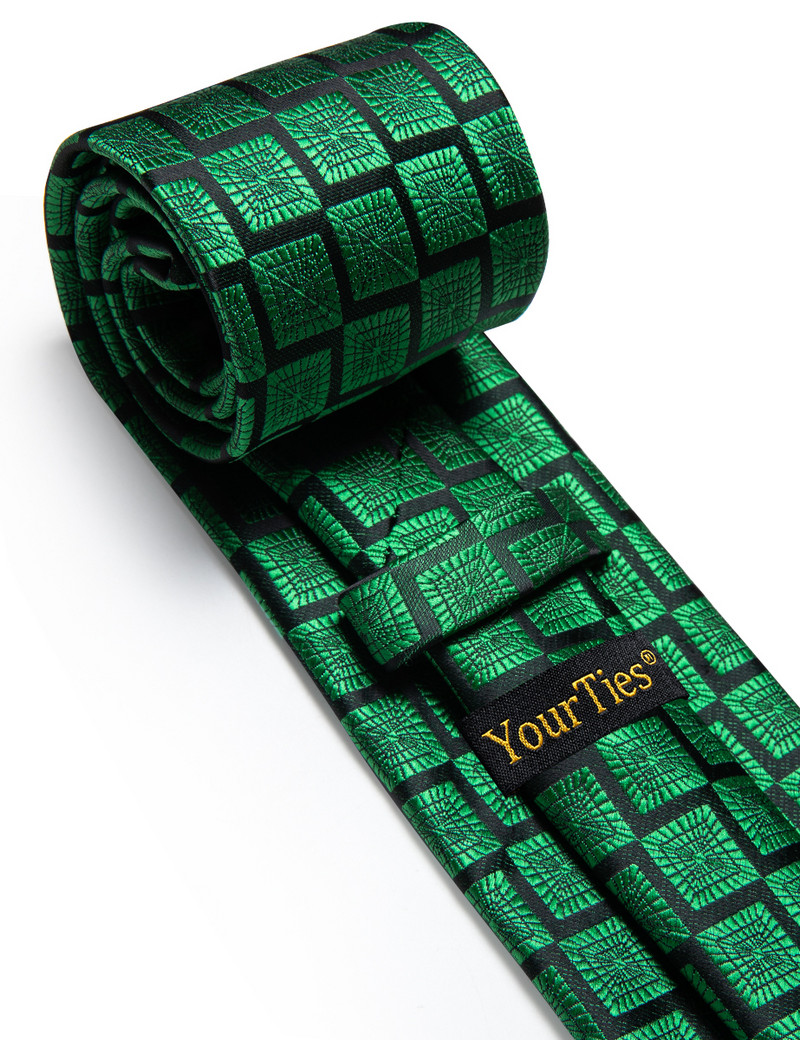 Novalty zöld és fekete kockás férfi nyakkendőkapocs férfiaknak esküvői üzletek nagykereskedés corbatas para hombre klasszikus nyakkendő férfiaknak ajándékok
