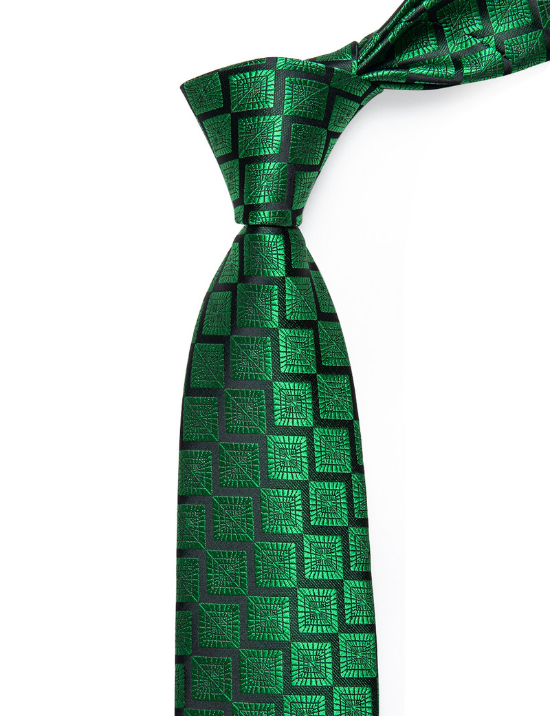 Novalty zöld és fekete kockás férfi nyakkendőkapocs férfiaknak esküvői üzletek nagykereskedés corbatas para hombre klasszikus nyakkendő férfiaknak ajándékok