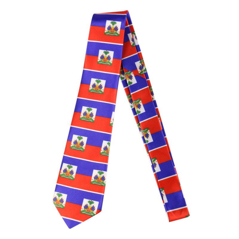 FOXMOTHER új divatos haiti zászlónyomat csokornyakkendő nyakkendő csokornyakkendő férfi női partihoz