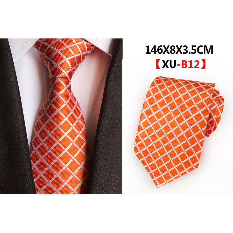 Férfi 8 cm-es selyem formális nyakkendő sárga fekete kockás csíkos jacquard nyakkendő üzleti esküvőre Gravata nyakkendő, kiegészítő ajándék nyakkendő