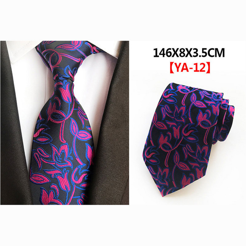 Divatos 8 cm-es selyem virágos nyakkendő fekete piros, sárga, jacquard nyakkendő férfiaknak, üzleti buli nyakkendők kiegészítők ajándék nyakkendő