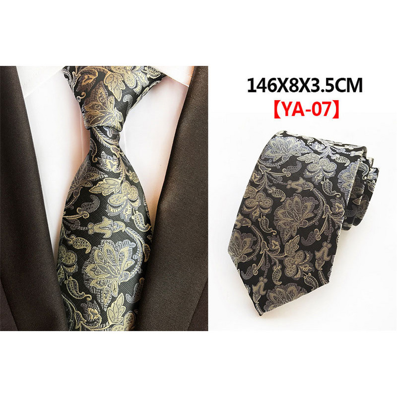 Divatos 8 cm-es selyem virágos nyakkendő fekete piros, sárga, jacquard nyakkendő férfiaknak, üzleti buli nyakkendők kiegészítők ajándék nyakkendő