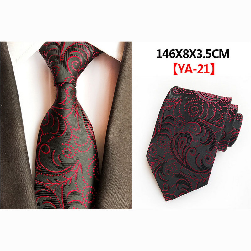 Divatos 8 cm-es selyem virágos nyakkendő fekete piros, sárga, jacquard nyakkendő férfiaknak, üzleti buli nyakkendők kiegészítők ajándék nyakkendő