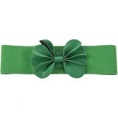 Hot kf-Green Faux Piele Flower 7,5 cm latime Curea elastica pentru femeie