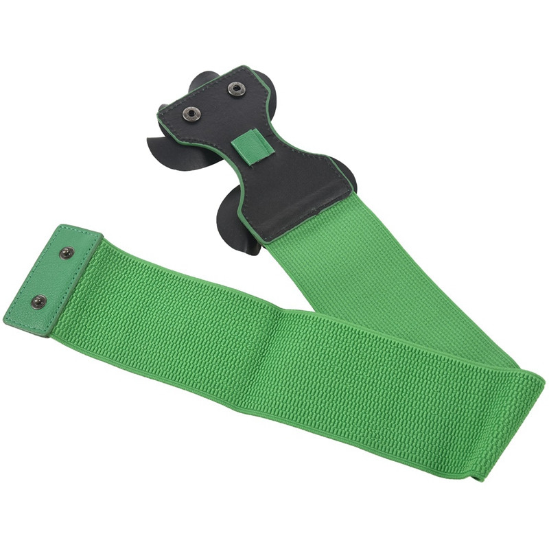 Hot kf-Green Faux Piele Flower 7,5 cm latime Curea elastica pentru femeie