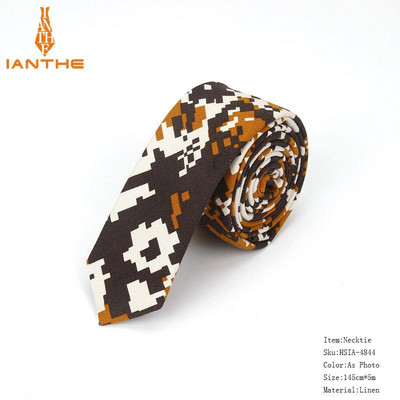 Férfi karcsú nyakkendő alkalmi pamut vászon nyakkendő férfiaknak vékony tervező virág állat keskeny vintage virágos esküvői nyakkendő Corbatas