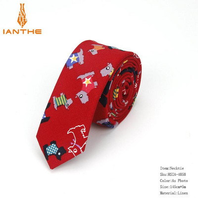 Férfi karcsú nyakkendő alkalmi pamut vászon nyakkendő férfiaknak vékony tervező virág állat keskeny vintage virágos esküvői nyakkendő Corbatas