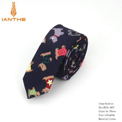 Férfi karcsú nyakkendő alkalmi pamut vászon nyakkendő férfiaknak vékony tervező virág állat keskeny vintage virágos esküvői nyakkendő Corbatas