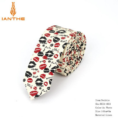 Férfi karcsú nyakkendő alkalmi pamut vászon nyakkendő férfiaknak vékony tervező virág állat keskeny vintage virágos esküvői nyakkendő Corbatas