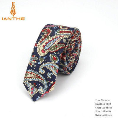 Férfi karcsú nyakkendő alkalmi pamut vászon nyakkendő férfiaknak vékony tervező virág állat keskeny vintage virágos esküvői nyakkendő Corbatas