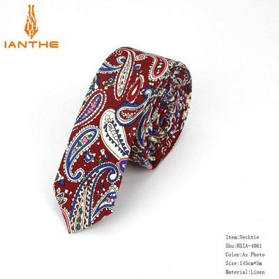 Férfi karcsú nyakkendő alkalmi pamut vászon nyakkendő férfiaknak vékony tervező virág állat keskeny vintage virágos esküvői nyakkendő Corbatas