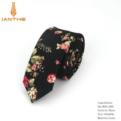 Férfi karcsú nyakkendő alkalmi pamut vászon nyakkendő férfiaknak vékony tervező virág állat keskeny vintage virágos esküvői nyakkendő Corbatas