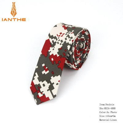 Férfi karcsú nyakkendő alkalmi pamut vászon nyakkendő férfiaknak vékony tervező virág állat keskeny vintage virágos esküvői nyakkendő Corbatas